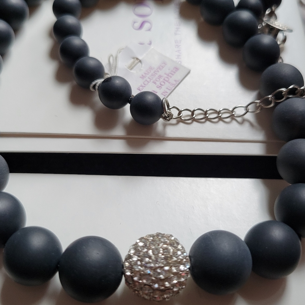 Castile Necklace Lia Sophia 91J68 NIB black beads